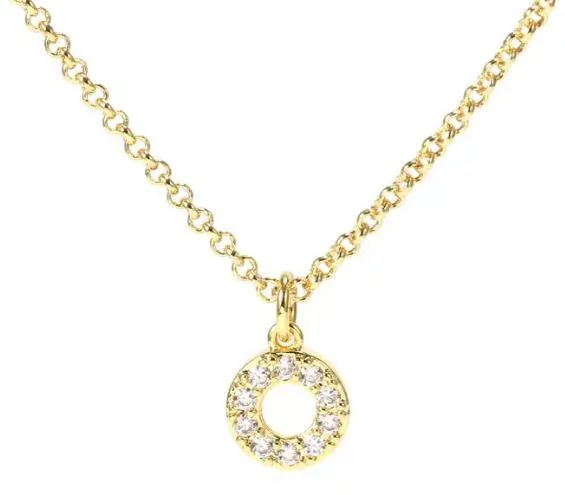 Cubic Zirconia Gold Plated Sterling Silver Necklace – Elegant Round Pendant Chain Jewelry