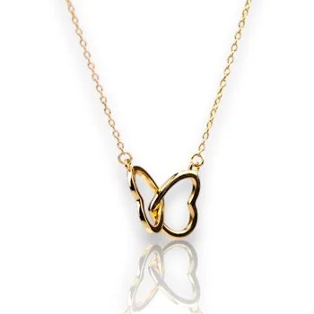 18k Gold Plated Interlocked Heart Pendant Necklace – Double Heart Charm Chain Jewelry