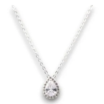 Teardrop Cubic Zirconia Pendant Necklace – Sparkling Crystal Teardrop Jewelry for Women