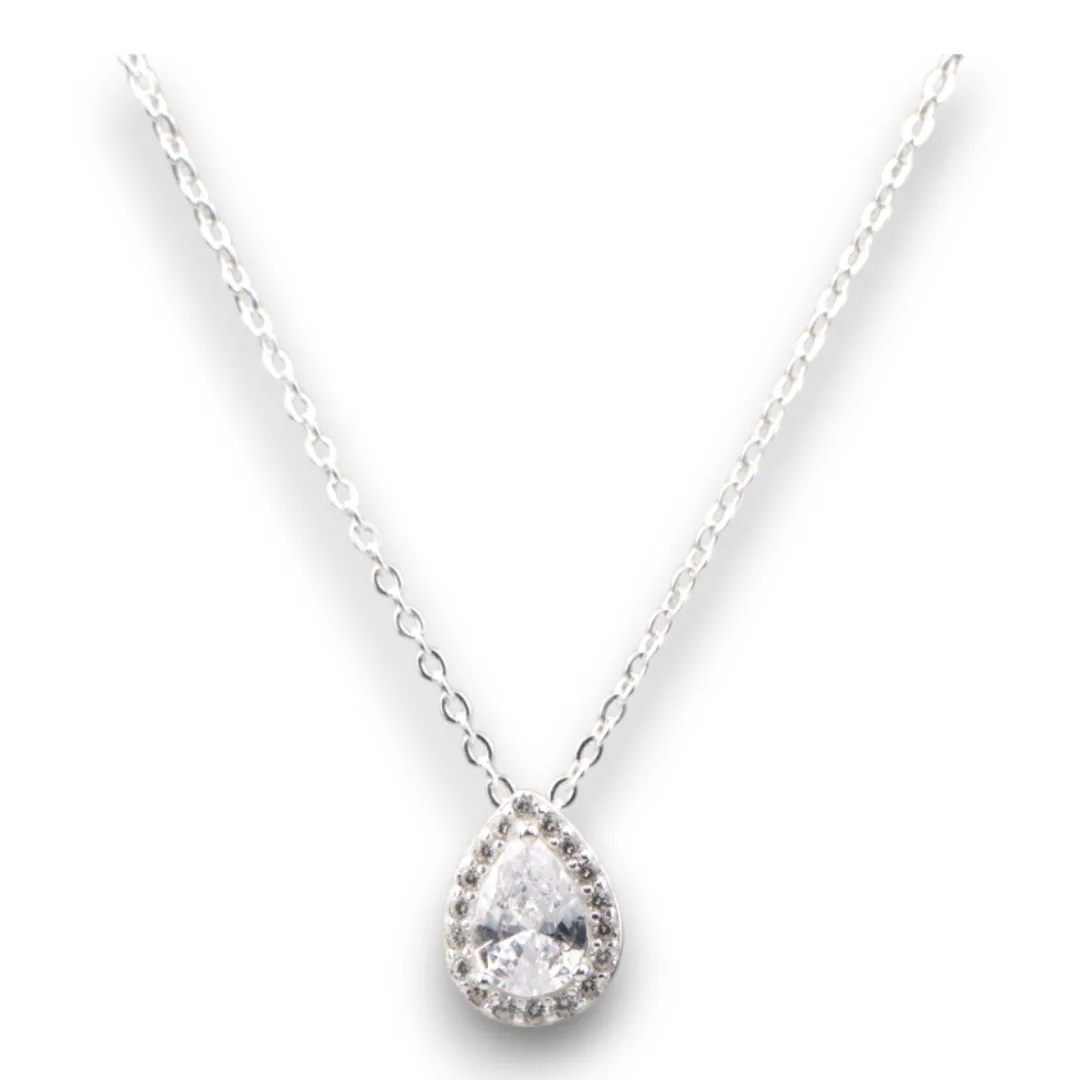 Teardrop Cubic Zirconia Pendant Necklace – Sparkling Crystal Teardrop Jewelry for Women