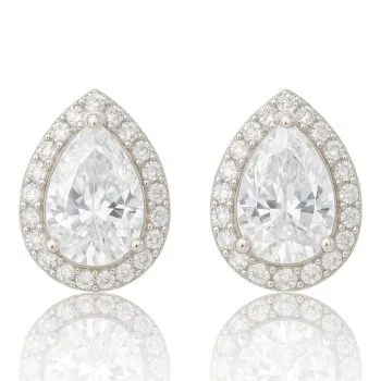 Teardrop Cubic Zirconia Stud Earrings – Elegant Crystal Solitaire Women’s Jewelry