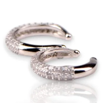 Sterling Silver Cubic Zirconia Ear Clips – White Gold Plated Sparkling Ear Clips