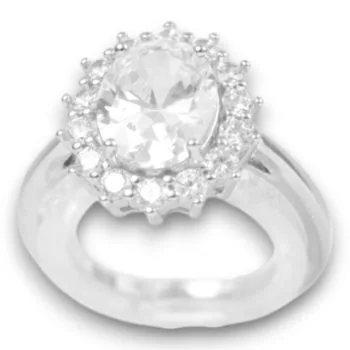 White Gold Plated Sterling Silver Ring with Cubic Zirconia – Elegant Women’s Jewelry