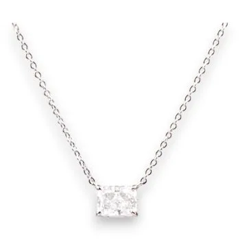 White Gold Plated Sterling Silver Box Pendant Necklace – Cubic Zirconia Jewelry for Women