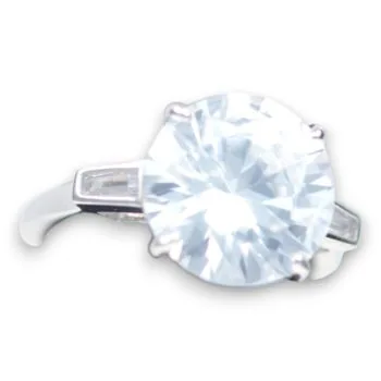 White Gold Plated Sterling Silver Ring – Round Cubic Zirconia Engagement Jewelry