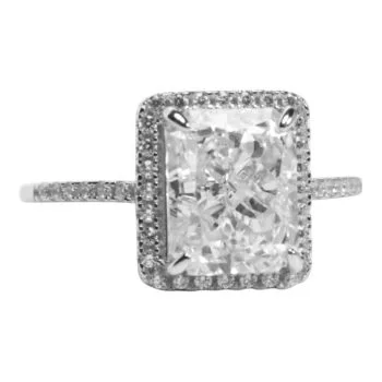 Sterling Silver Box Ring with Cubic Zirconia – Elegant Women’s Jewelry Gift