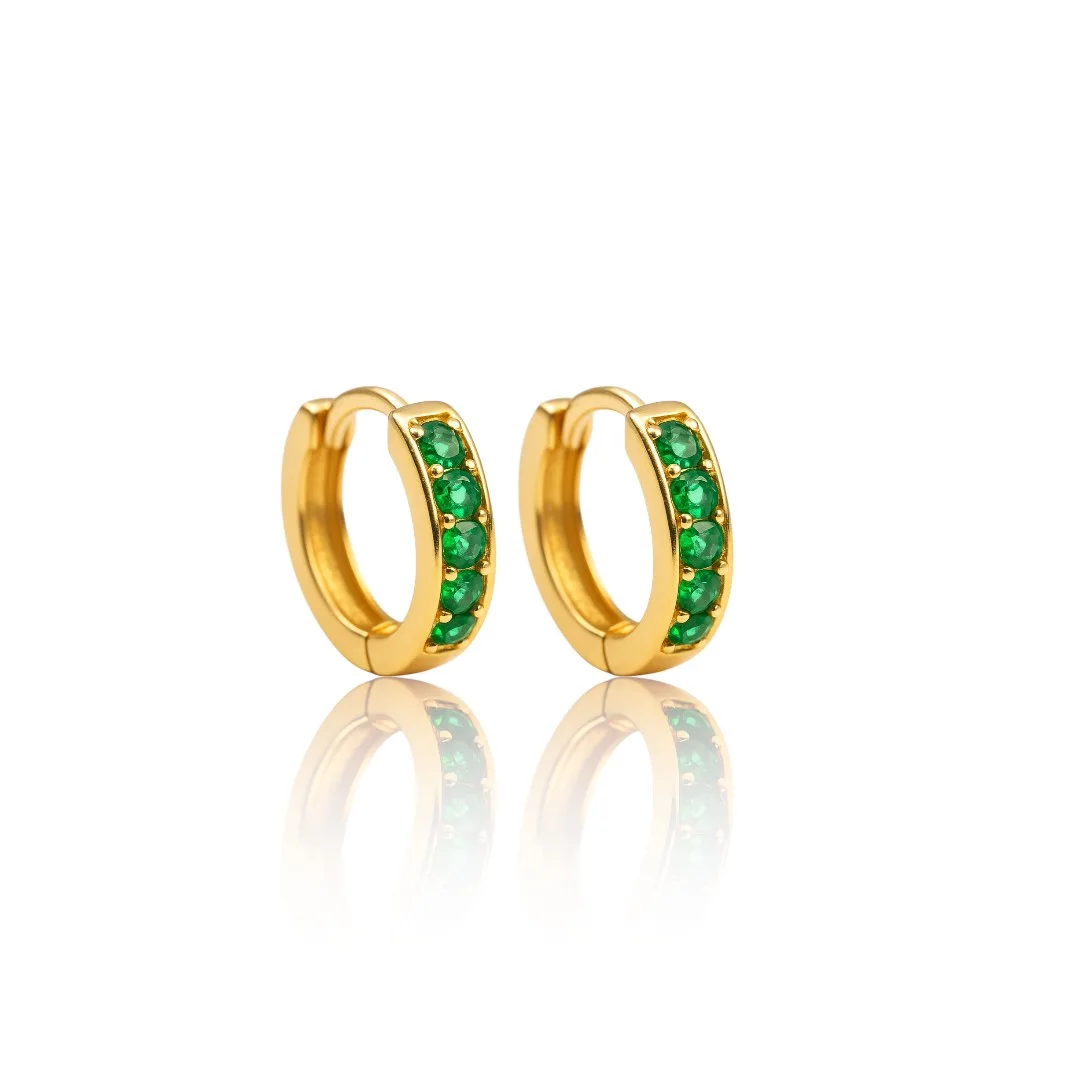 Elegant Green Cubic Zirconia Sterling Silver Earrings – Gold Plated Gemstone Jewelry for Women