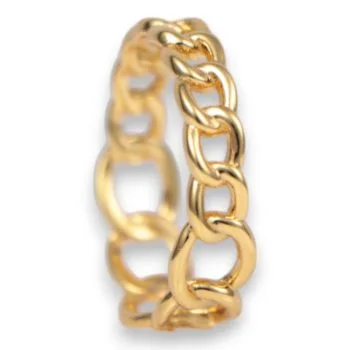 18 K Gold Plated Sterling Silver Chain Ring – Elegant Women’s Stackable Jewelry
