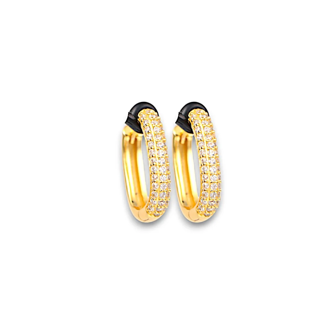 Elegant 18k Gold Plated Cubic Sterling Silver Zirconia Cuff Earrings - Luxury Sparkle & Timeless Style