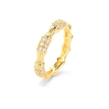 Shine Bright with our Sterling Silver Gold Plated Ring adorned with Cubic Zirconia accents