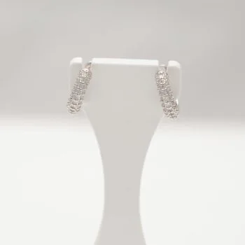 Sparkle and Shine: Sterling Silver Hoop Earrings with Cubic Zirconia Accents - A Must-Have for Every Jewelry Collection!
