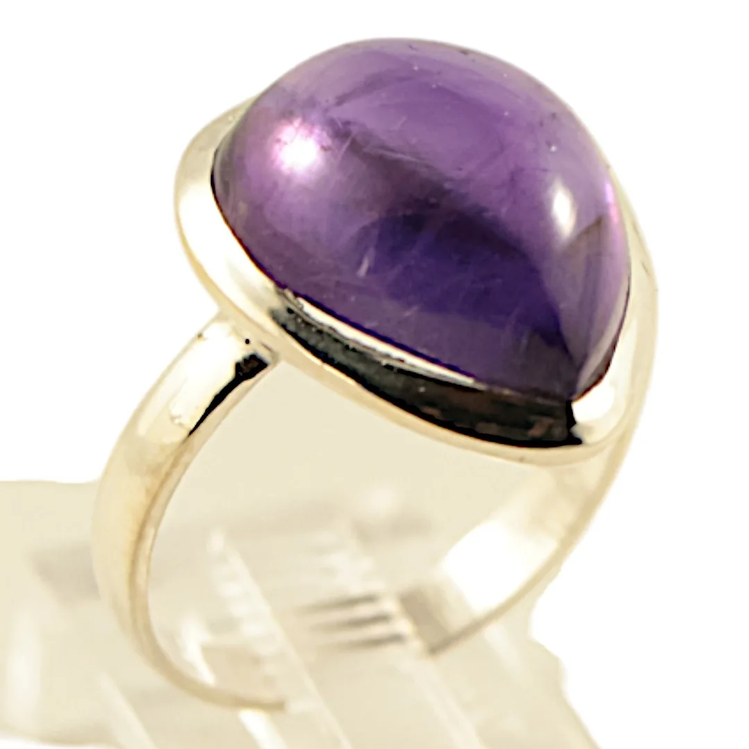 Stunning Tear Drop Shape Amethyst Gemstone Ring: Elevate Your Style with this Unique Piece | Shop Now