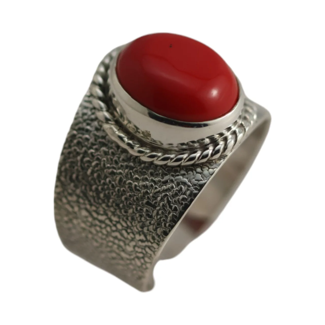 Discover the Splendor of a Genuine Red Coral Sterling Silver Ring - Shop Now! - Image 3