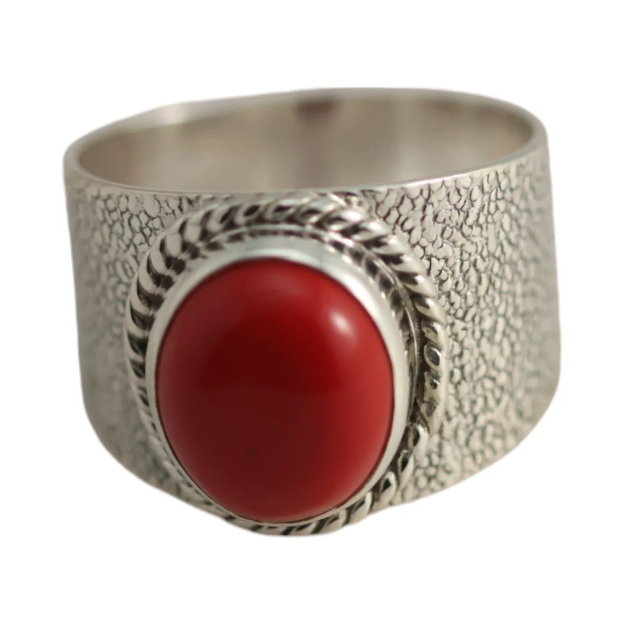 Discover the Splendor of a Genuine Red Coral Sterling Silver Ring - Shop Now!