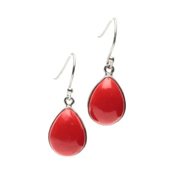Red Coral Sterling Silver Drop Earrings - Add a Touch of Elegance to Your Style!