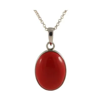 Enhance Your Style with Our Red Coral Silver Oval Pendant - Exquisite Handcrafted Jewelry