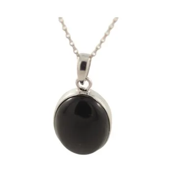 Stylish Black Onyx Silver Oval Pendant - Add Elegance to Your Look!