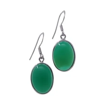 Discover the Allure of Green Onyx - Exquisite Oval Earrings for a Touch of Elegance