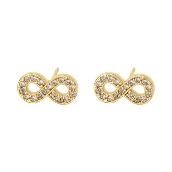 Sparkle and Shine with 18K Gold Plated Infinity Stud Earrings Enriched with Cubic Zirconia – Shop Now!