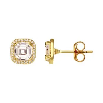 Sparkle and Shine with 18K Gold Plated Sterling Silver Cubic Zirconia Stud Earrings