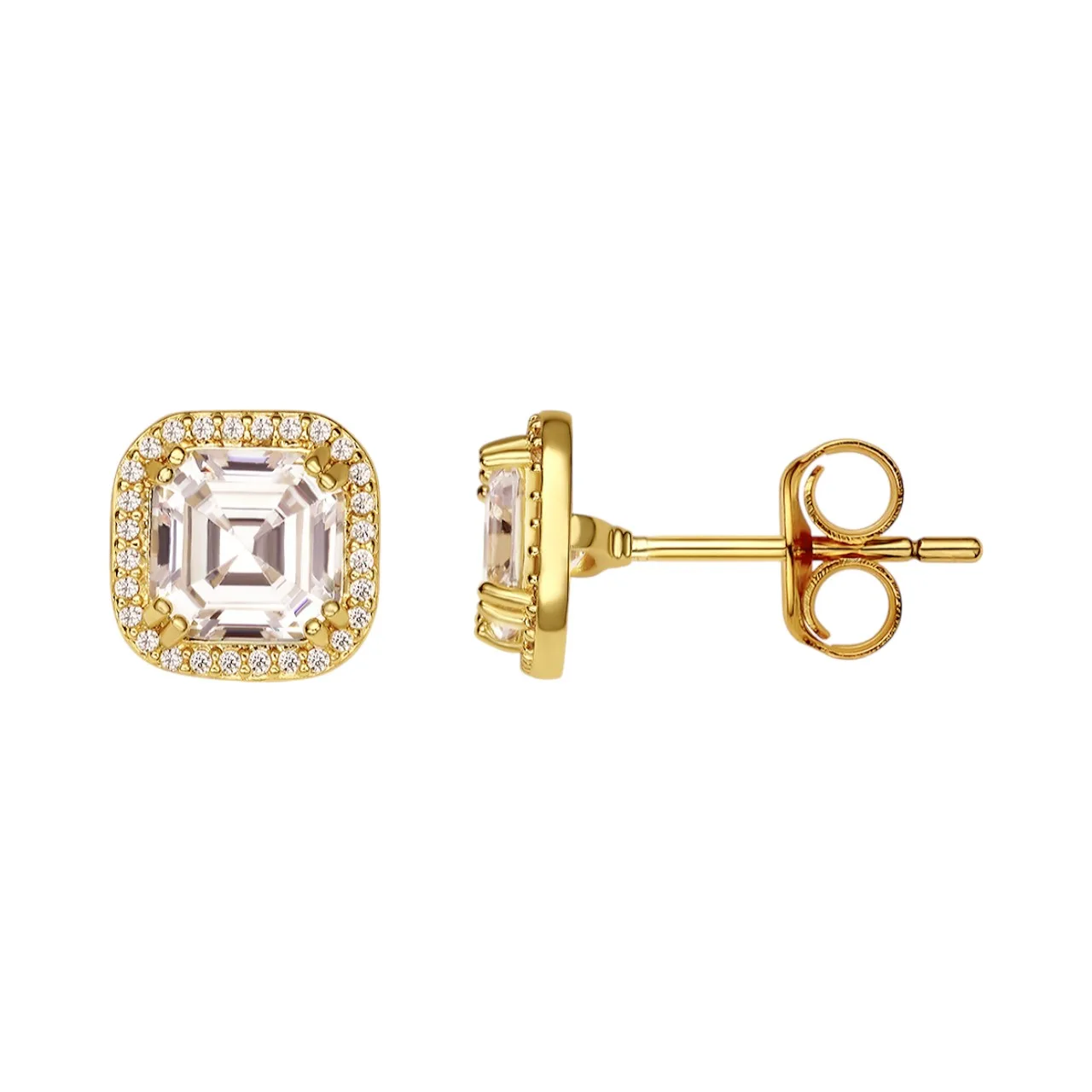 Sparkle and Shine with 18K Gold Plated Sterling Silver Cubic Zirconia Stud Earrings