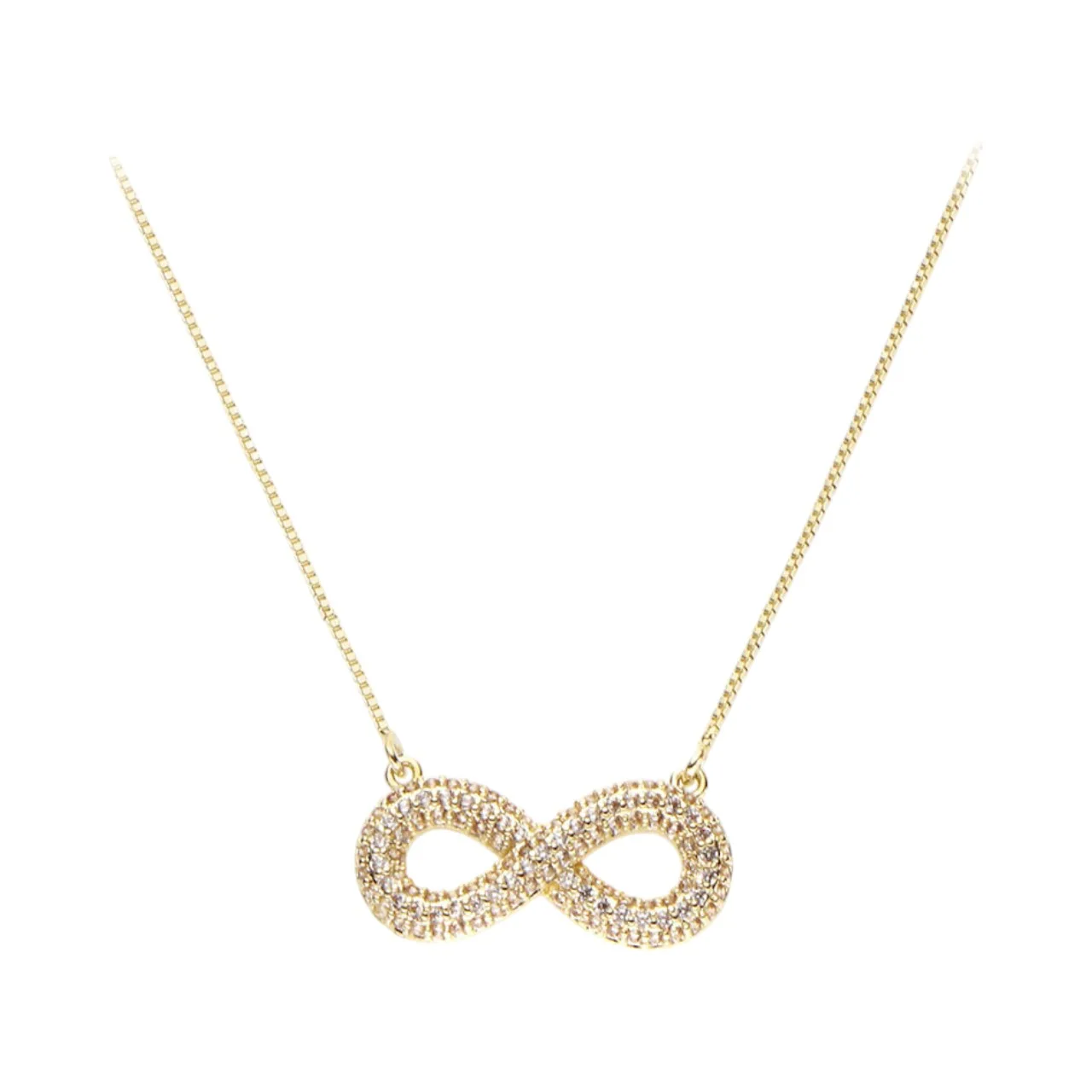 Shine Bright with our 18K Gold Plated Infinity Pendant - Encrusted with Cubic Zirconia for Timeless Style and Elegance