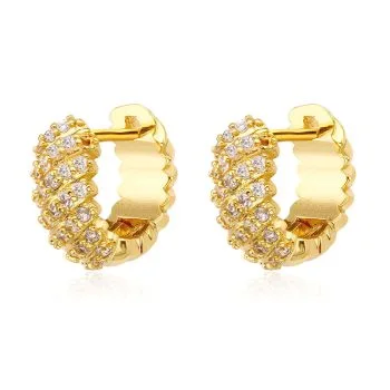 Gold Plated Small Hoops with Sparkling Cubic Zirconium - Elegant and Affordable!