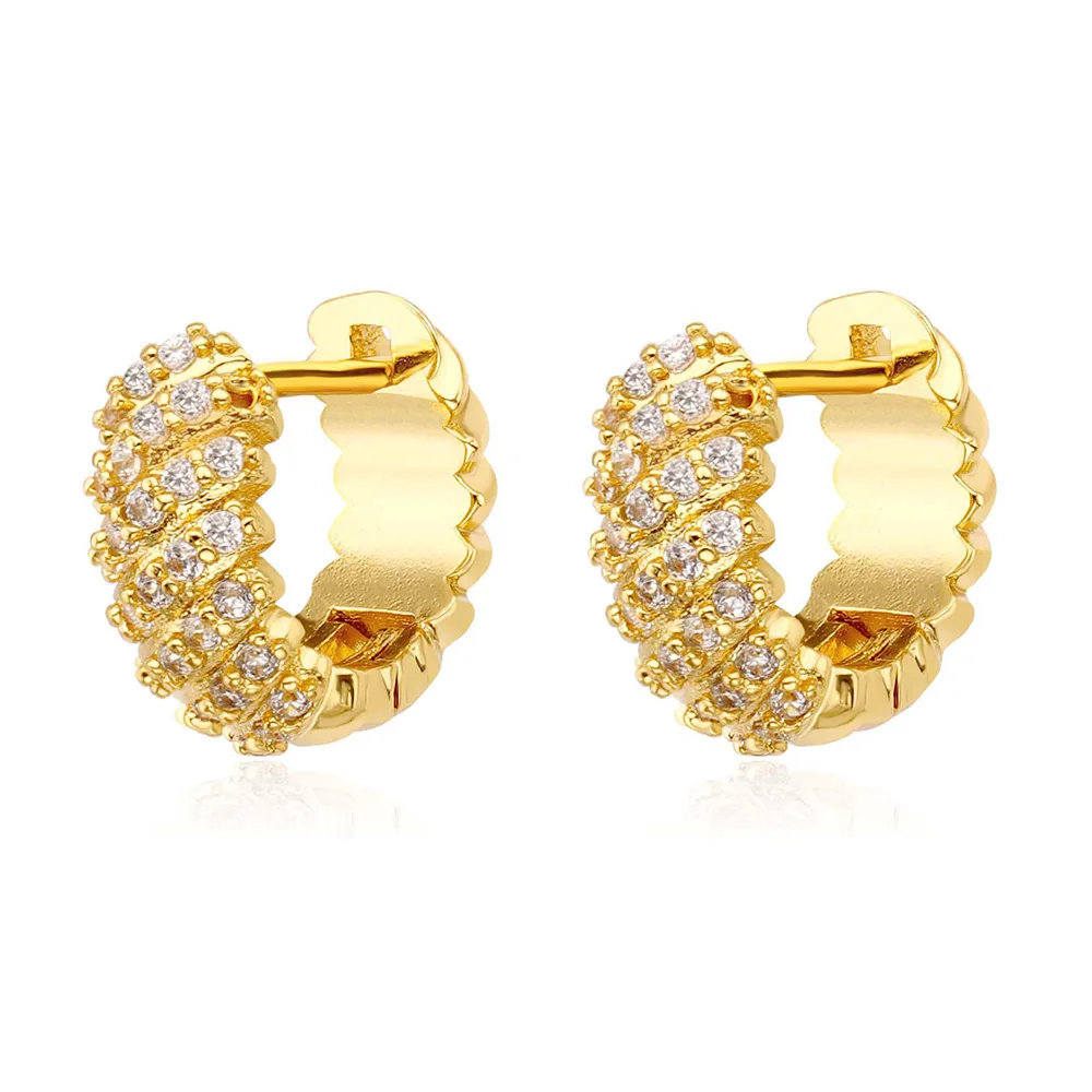 Gold Plated Small Hoops with Sparkling Cubic Zirconium - Elegant and Affordable!