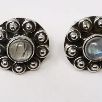 Elegant Sunflower 92.5 Sterling Silver Moonstone Stud Earrings - Stylish Jewelry for Every Occasion