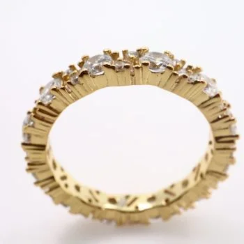 Elegant Gold Plated 92.5 Sterling Silver Ring with Cubic Zirconia - Premium Quality Jewelry