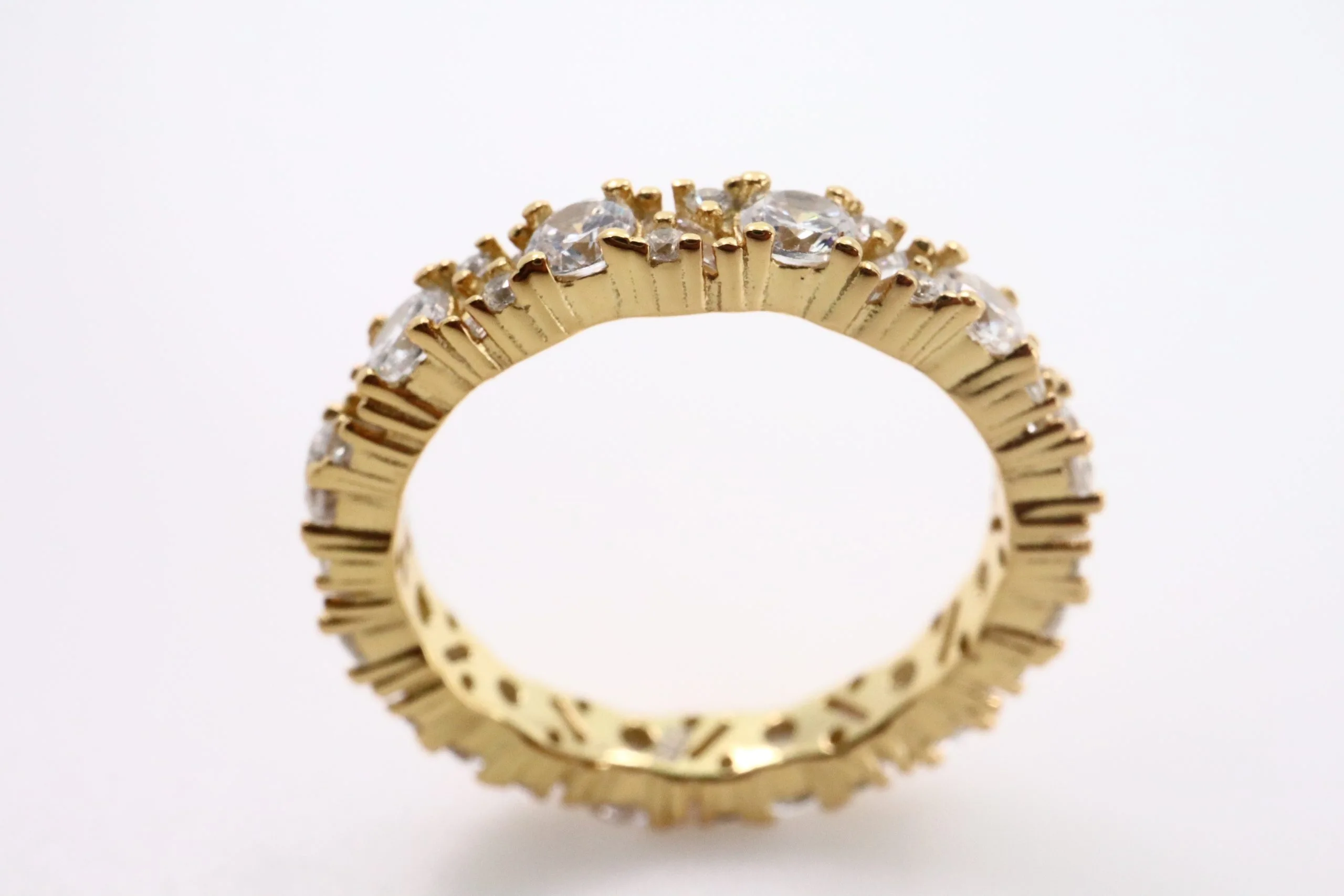 Elegant Gold Plated 92.5 Sterling Silver Ring with Cubic Zirconia - Premium Quality Jewelry