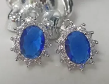 White Gold Plated Blue Cubic Zirconia Earrings
