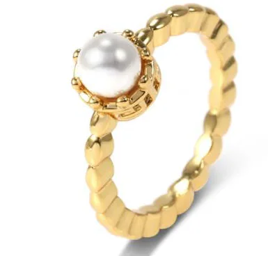 Gold-Plated Pearl Ring for Women - Elegant White Pearl Jewelry
