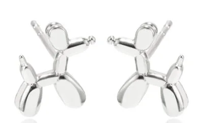 Balloon Dog Silver Earrings - Playful, Modern Jewelry for Fun, Unique Style