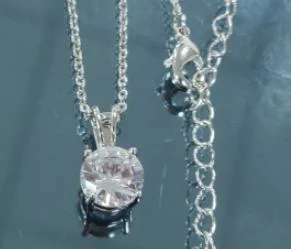 Sterling Silver Solitaire Necklace with Round Clear Cubic Zirconia Stone - Elegant CZ Pendant Jewelry