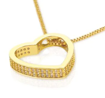 Shine Bright with our 18K Gold Plated Heart Pendant with Cubic Zirconia - Sterling Silver Beauty!