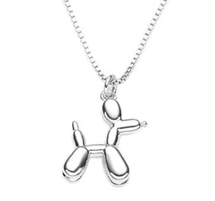 Balloon Dog Silver Pendant - Playful Modern Jewelry, Unique Gift for Women