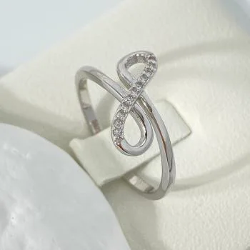 Silver Infinity Ring with Pave CZ - Elegant, Symbolic, Timeless Jewelry Gift for Women