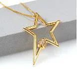 Gold Star Pendant Necklace - Gold Plated Silver Celestial Star Charm for Women, Minimalist Jewelry