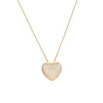 Gold Heart Necklace - Textured Gold Plated Silver Heart Pendant, Minimalist & Elegant Women's Jewelry, Dainty Romantic Necklace