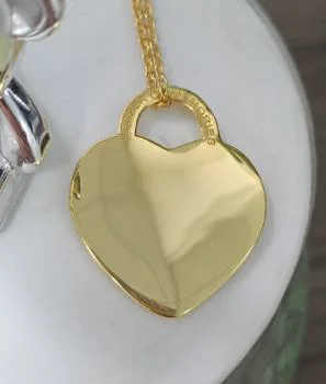 Gold Plated Silver Heart Necklace - Minimalist Smooth Heart Pendant, Classic Polished Gold Necklace for Women